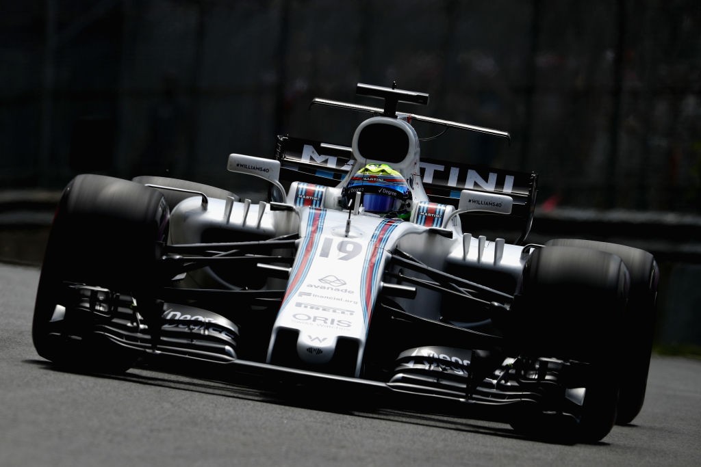 MONTREAL, QC - JUNE 10: Felipe Massa of Brazil driving the (19) Williams Martini Racing Williams FW40 Mercedes on track during final practice for the Canadian Formula One Grand Prix at Circuit Gilles Villeneuve on June 10, 2017 in Montreal, Canada. (Photo by Mark Thompson/Getty Images)