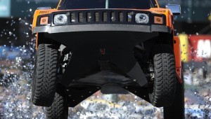 US driver Robby Gordon steers his Hummer