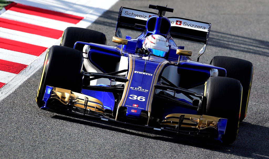 Sauber F1 Team's Italian driver Antonio Giovinazzi drives at the Circuit de Catalunya on February 28, 2017 in Montmelo on the outskirts of Barcelona during the second day of the first week of tests for the Formula One Grand Prix season. / AFP / JOSE JORDAN (Photo credit should read JOSE JORDAN/AFP/Getty Images)