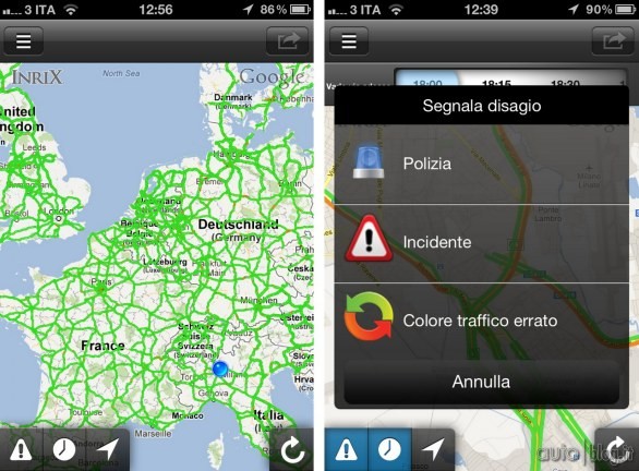 Inrix Traffic è un\\'utile App che ci consente di conoscere il tempo di percorrenza di una strada a seconda del traffico